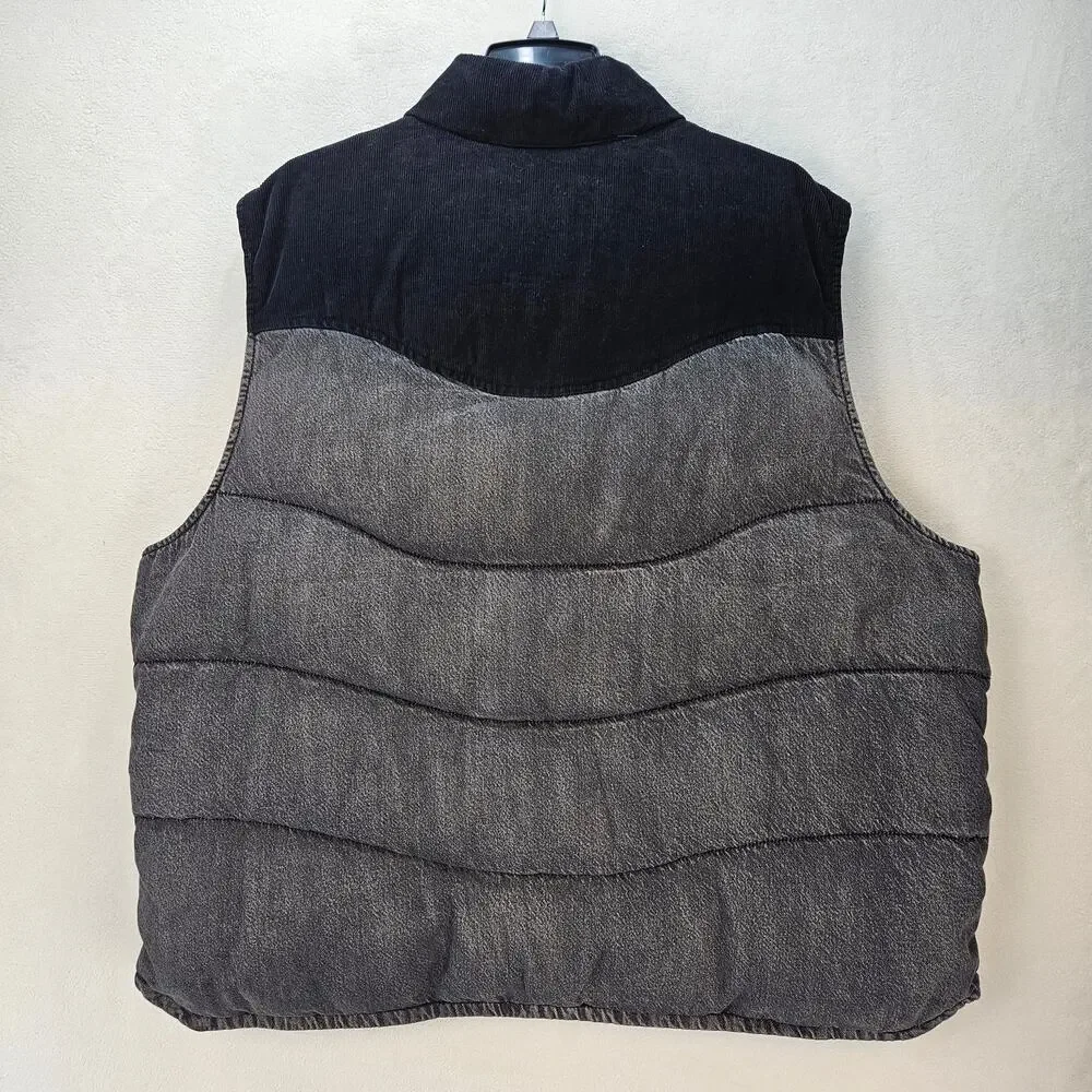 LEVI'S MEN'S XXL WILD WEST DENIM CORDUROY DOWN FILL VEST HAMILTON HEIGHTS BLACK